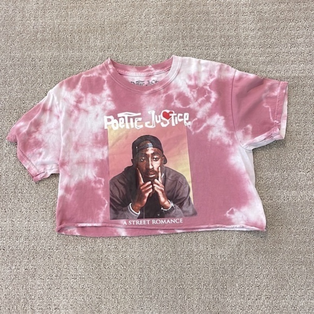 Tupac Poetic Justice Pink Tie Dye Graphic Cut Off Crop Top